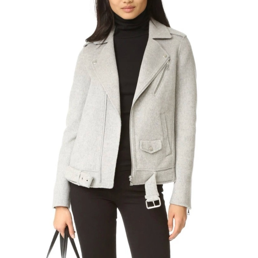 Theory‎ Tralsmin DK New Divide Moto Jacket Wool Cashmere Quiet Luxury Neutral